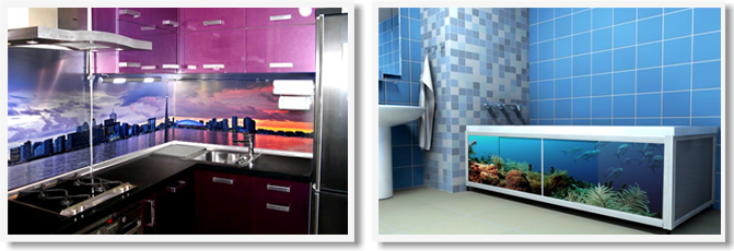 оформление кухни и ванной комнаты при помощи печати на поликарбонате